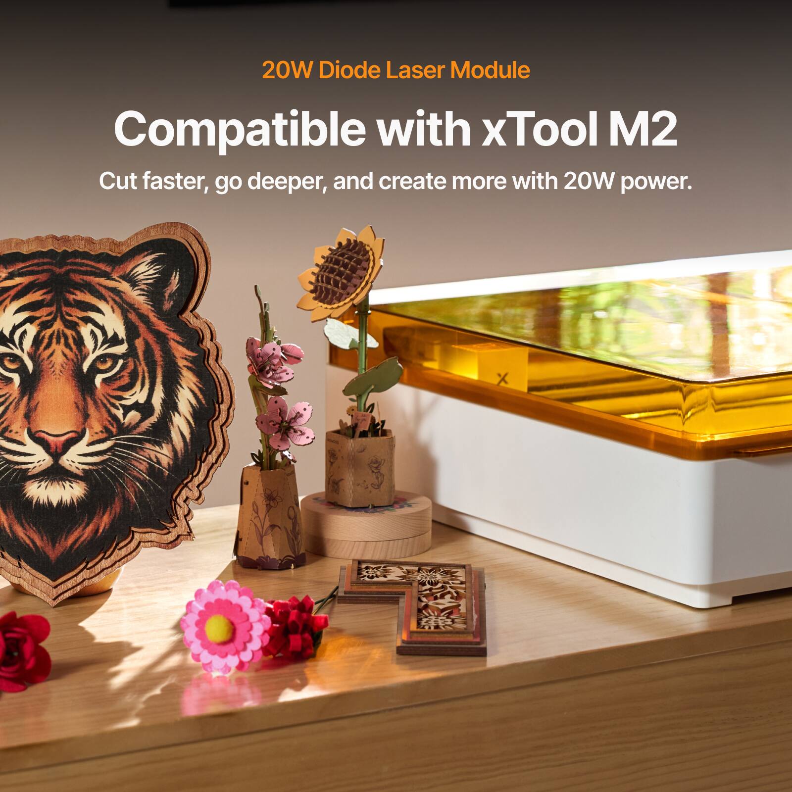 20W Diode Laser Module Compatible with xTool M2

Cut faster, go deeper, and create more with 20W power.