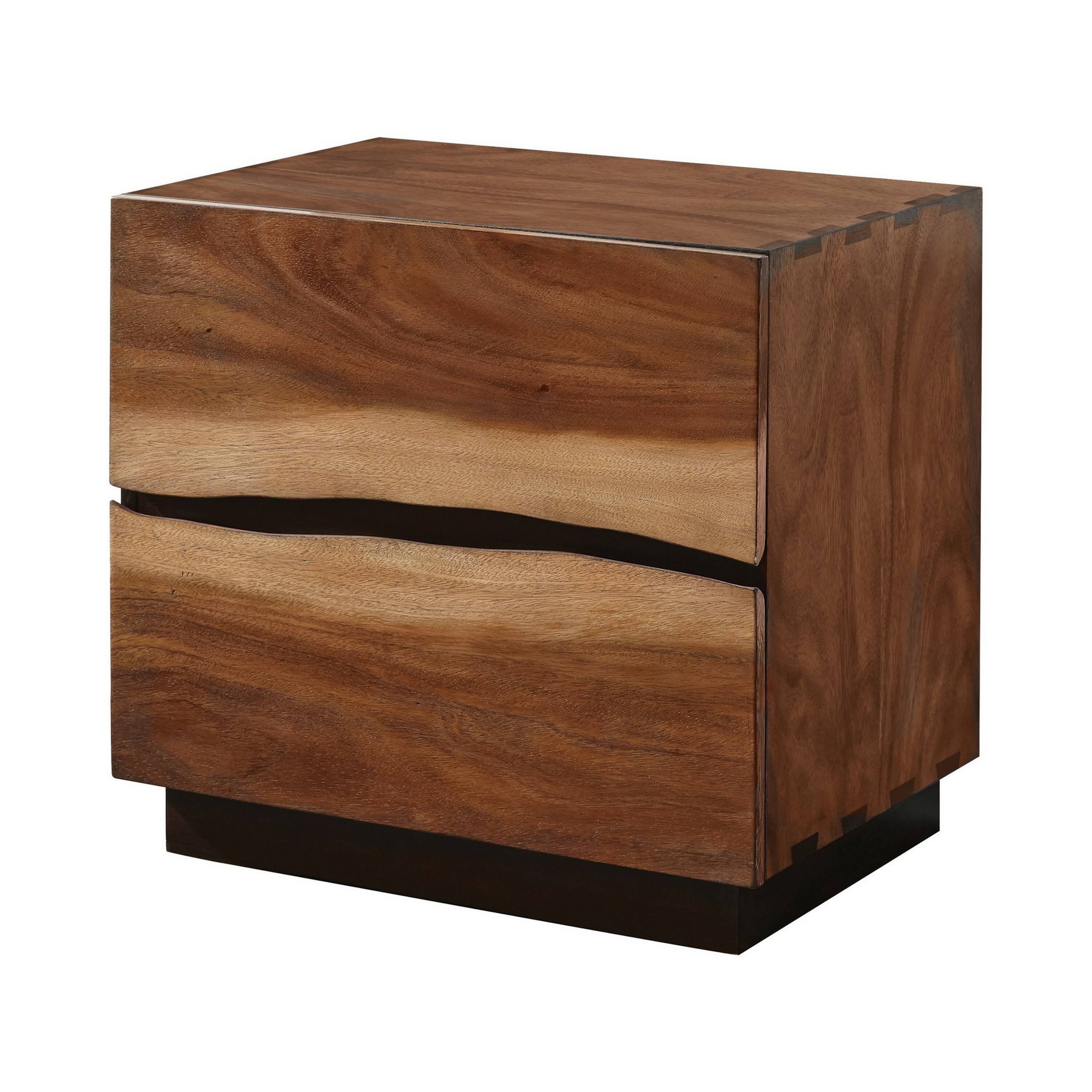 Front. Manhattan Lane - Nightstand with 2 Drawers and Live Edge Details - Brown.