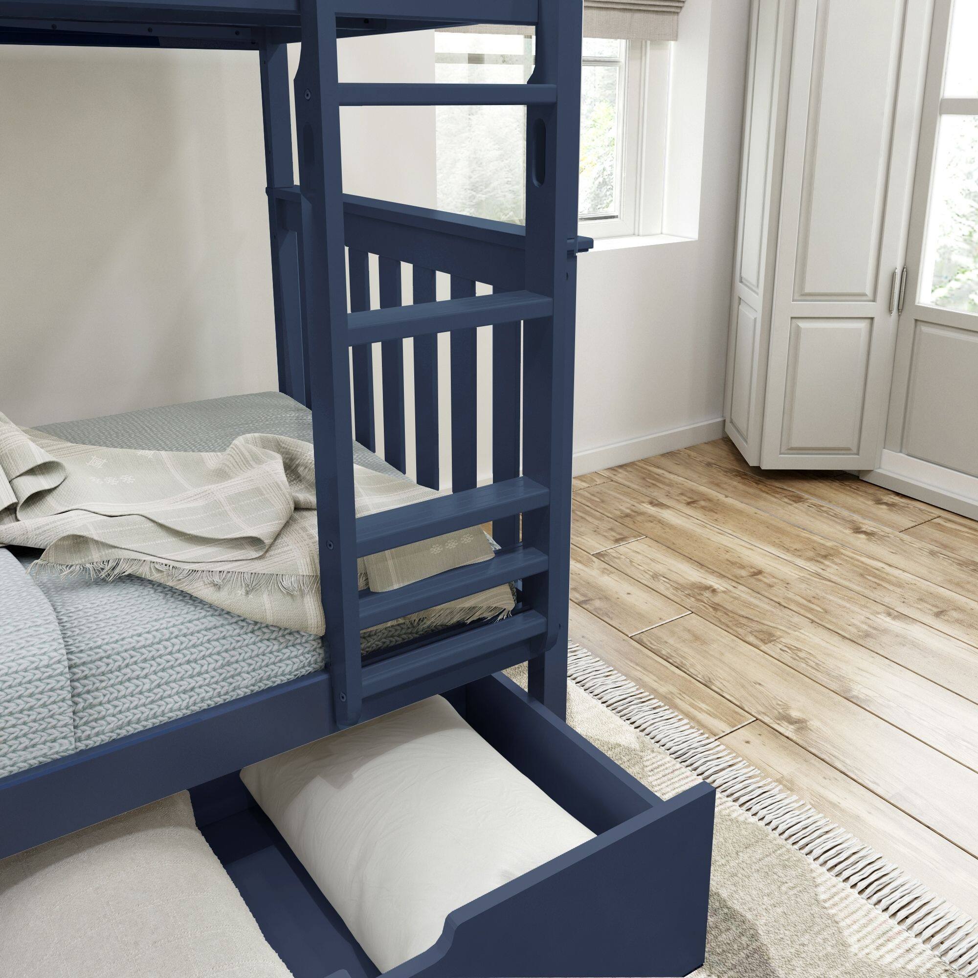 Alt View 3. Plank+Beam - Classic Twin over Twin Bunk Bed Bed + Underbed Storage, Blue - Blue.