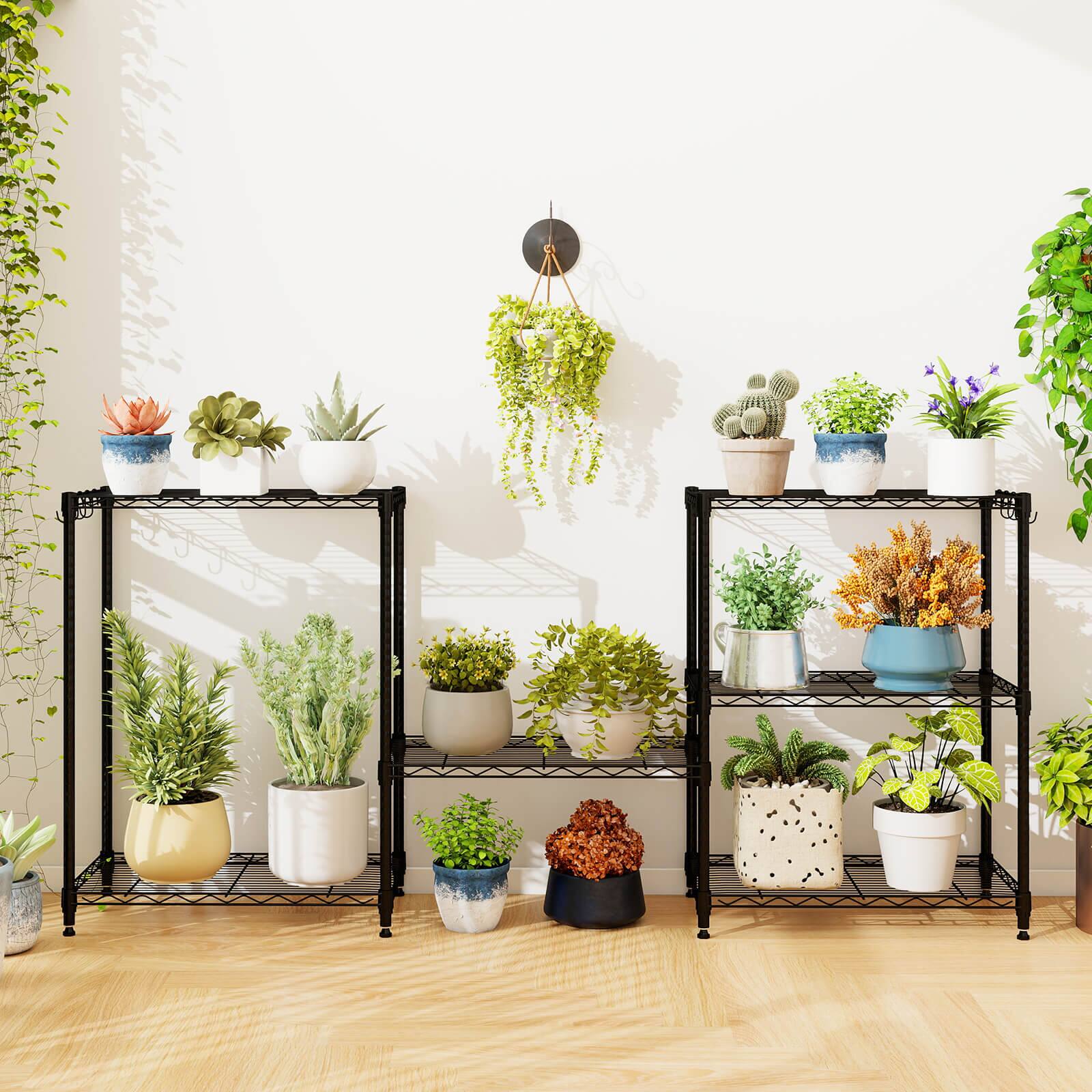 Alt View 4. Costway - Costway 3-Tier Metal Storage Shelving Unit 450 LBS Storage Organizer with V-Shaped Rack - Black.