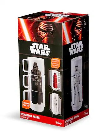 - SOES STAR WARS FEATURING: Darth Vader Stormtrooper Red Imperial Guard OF CERAMIC MUG SET Disney STACKING 3 PIECE MUGS SET