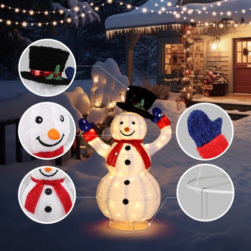 Alt View 4. Winado - 4FT Portable Christmas Snowman Collapsible Motor Hat with Lights for Xmas Indoor Outdoor Holiday Party Decorations - White.