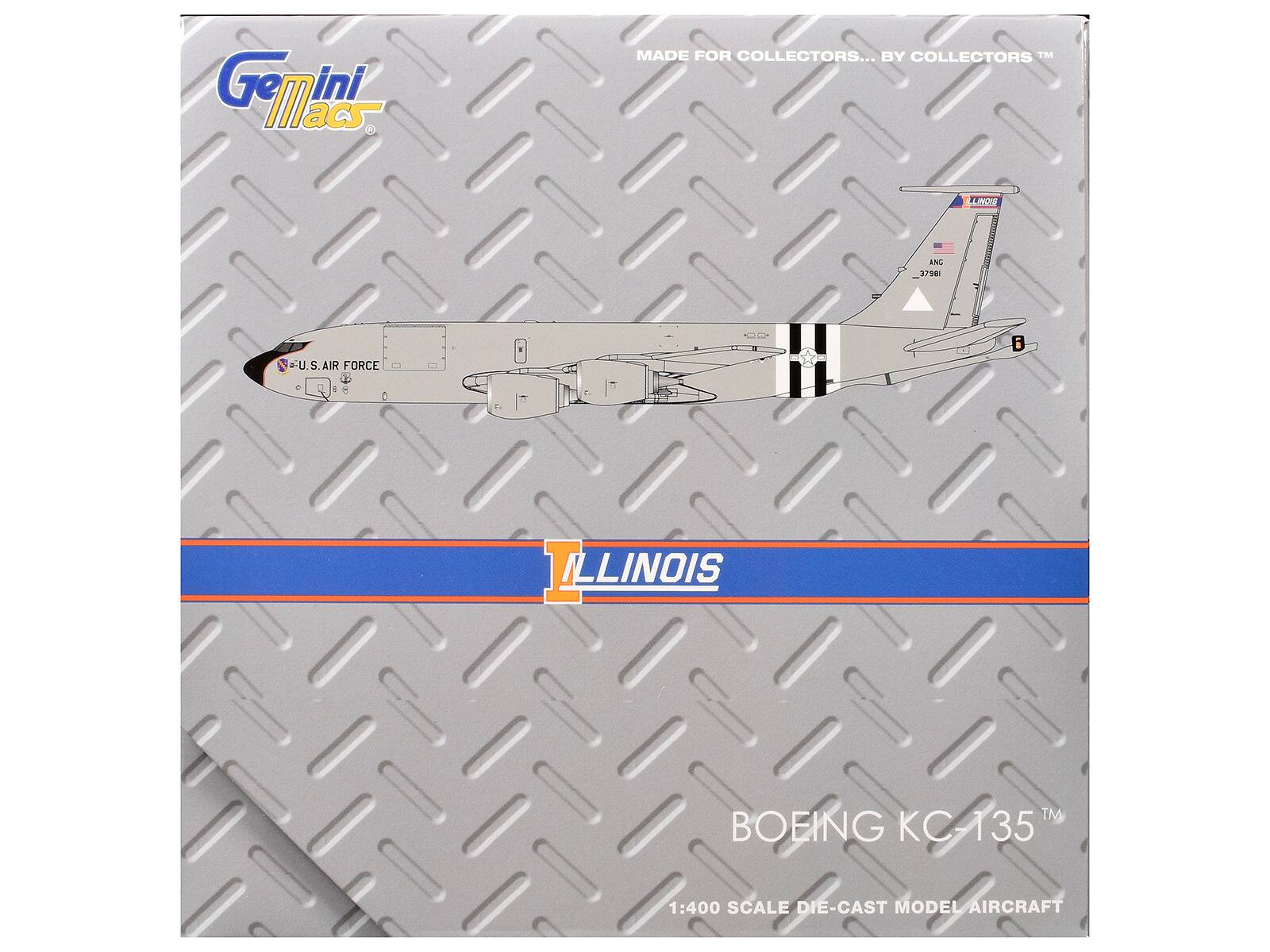 Gemini Macs  
MADE FOR COLLECTORS... BY COLLECTORS  
U.S. AIR FORCE  
ILLINOIS  
BOEING KC-135  
1:400 SCALE DIE-CAST MODEL AIRCRAFT