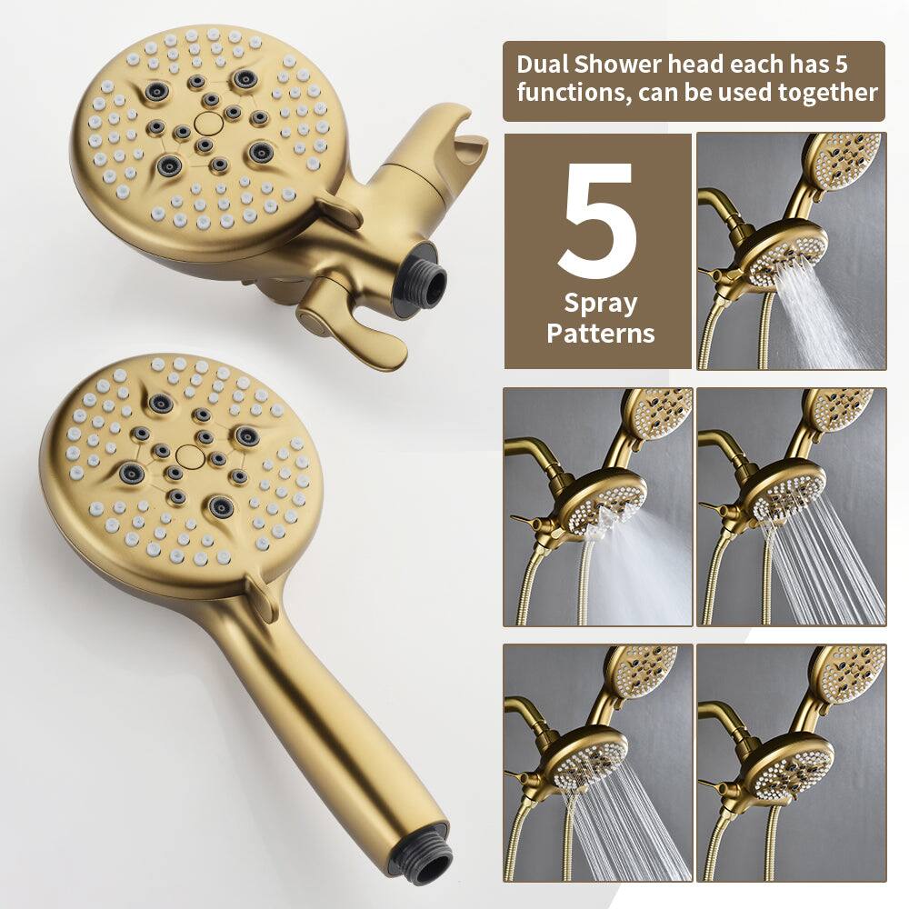 Dual Shower head each has 5 functions, can be used together

5 Spray Patterns