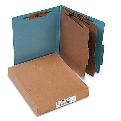 Front. ACCO - Recycled Classification Folder, 2 Partition, 10/Box - Blue.