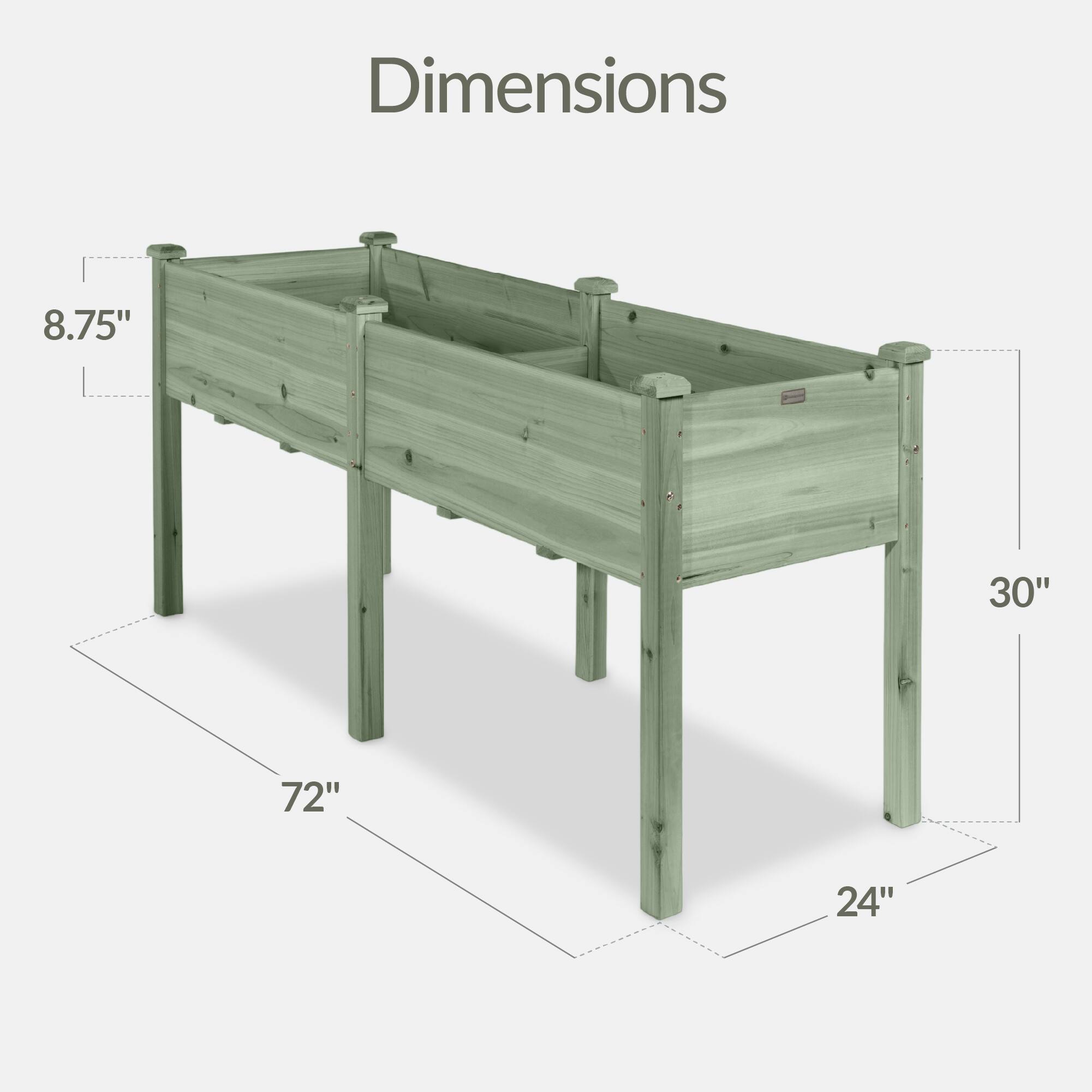Dimensions: 8.75" x 30" x 72" x 24"