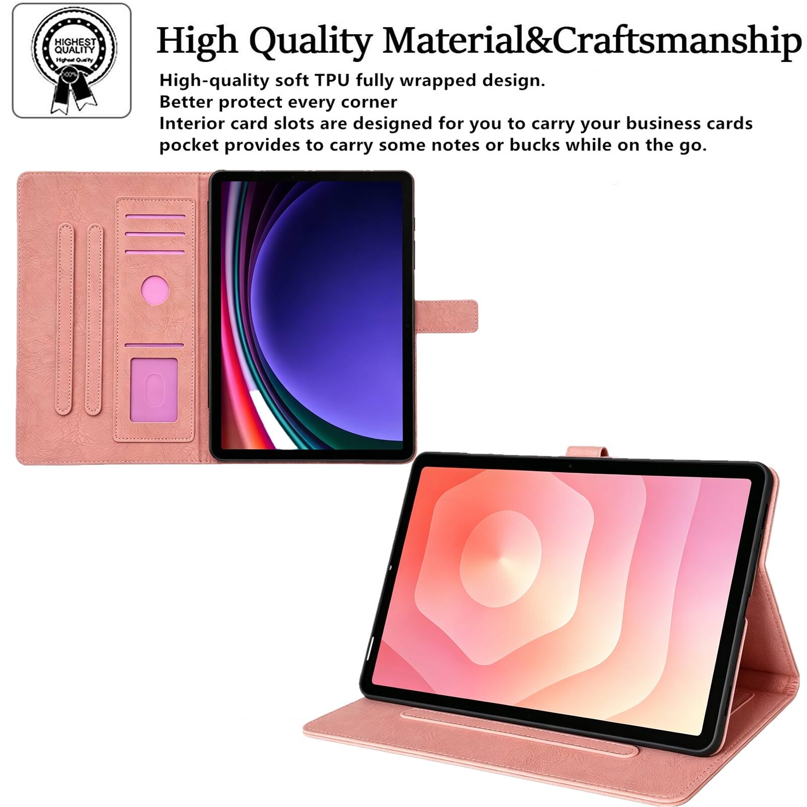 **High Quality Material & Craftsmanship**

High-quality soft TPU fully wrapped design. Better protect every corner. Interior card slots are designed for you to carry your business cards. Pocket provides to carry some notes or bucks while on the go.