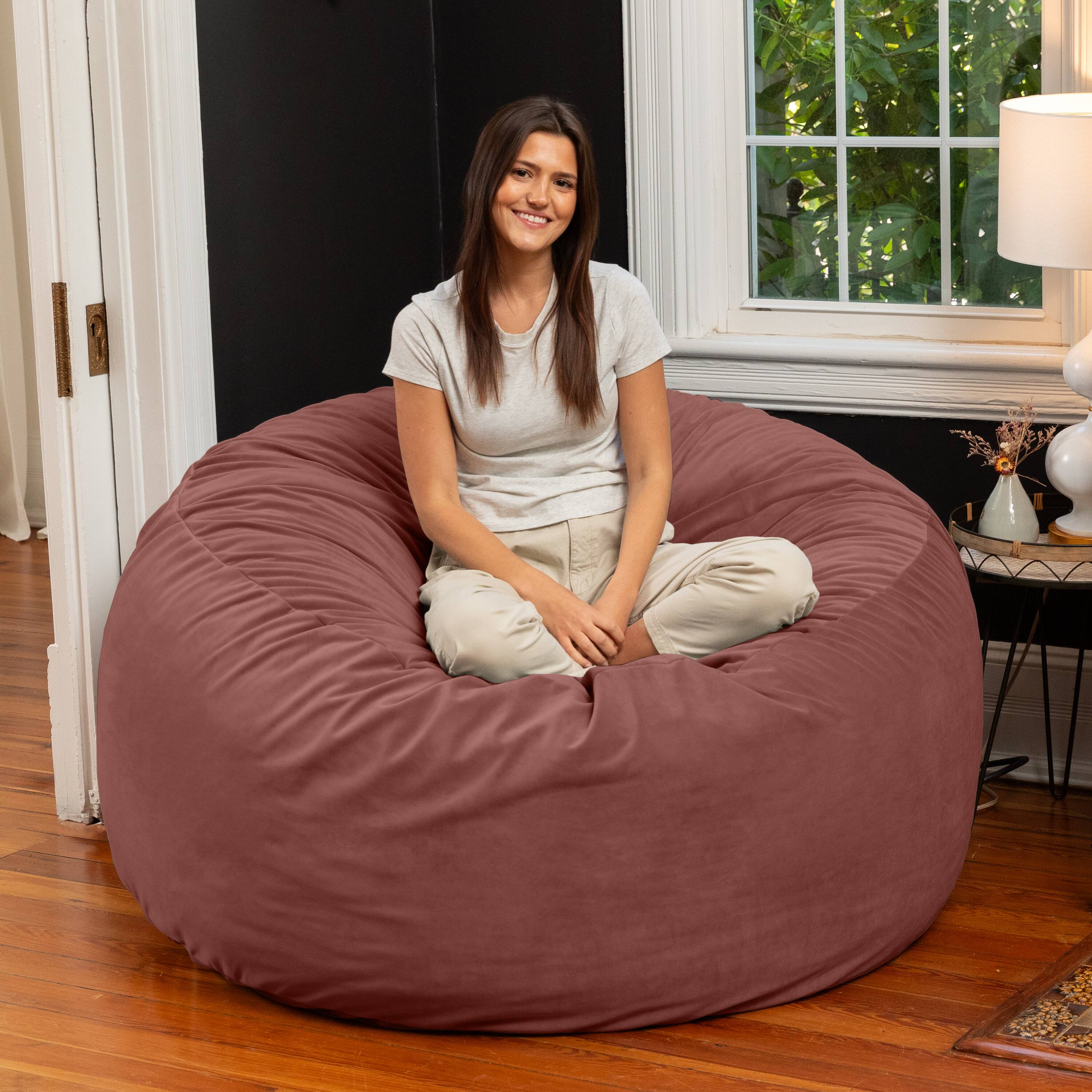 Alt View 2. Jaxx - Jaxx 5 Foot Saxx - Large Round Bean Bag Chair for Adults - Lush Velvet Mauve - Lush Velvet Mauve.