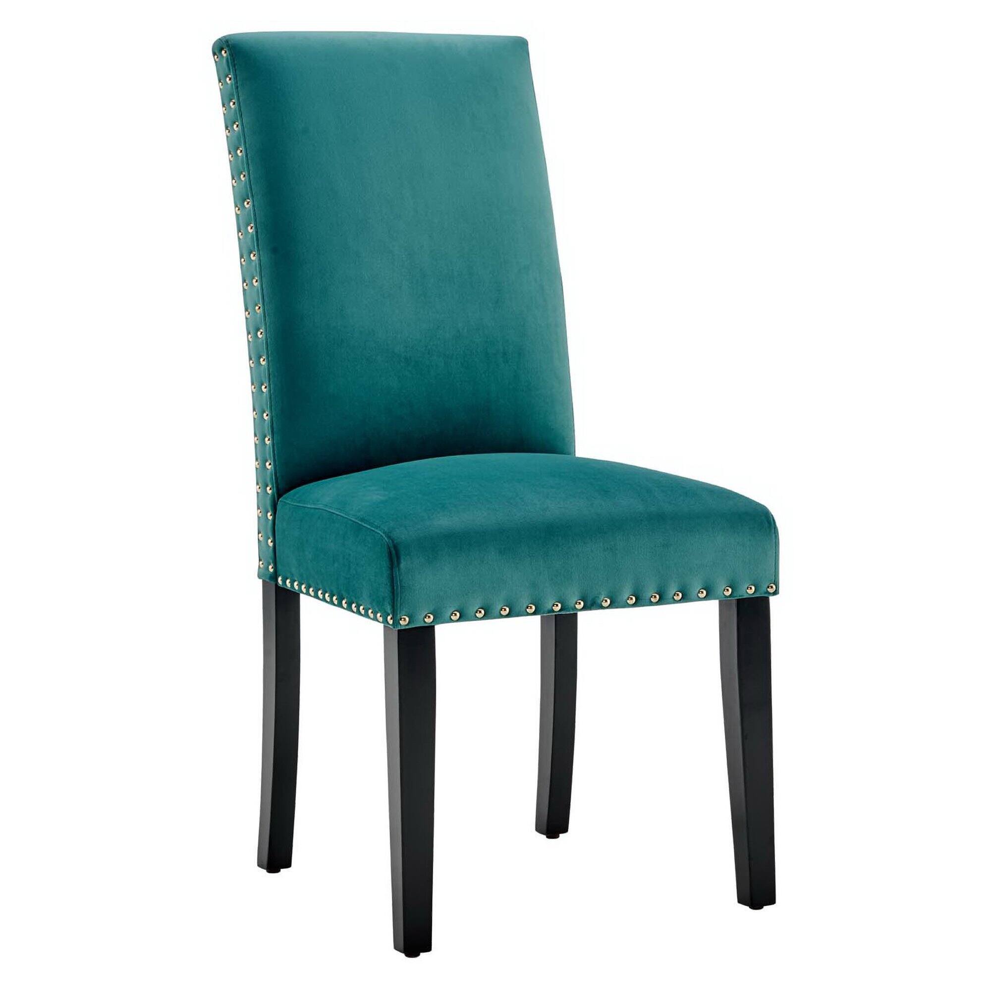 Left. Modway - Parcel Performance Velvet Dining Side Chairs Set of 2 by Modway - Teal.