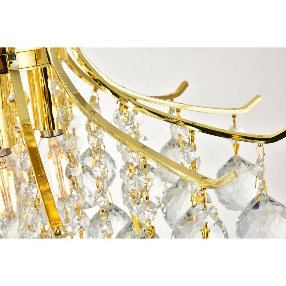 Back. Elegant Lighting - Toureg 3 light Gold Flush Mount Clear Royal Cut Crystal - Gold.