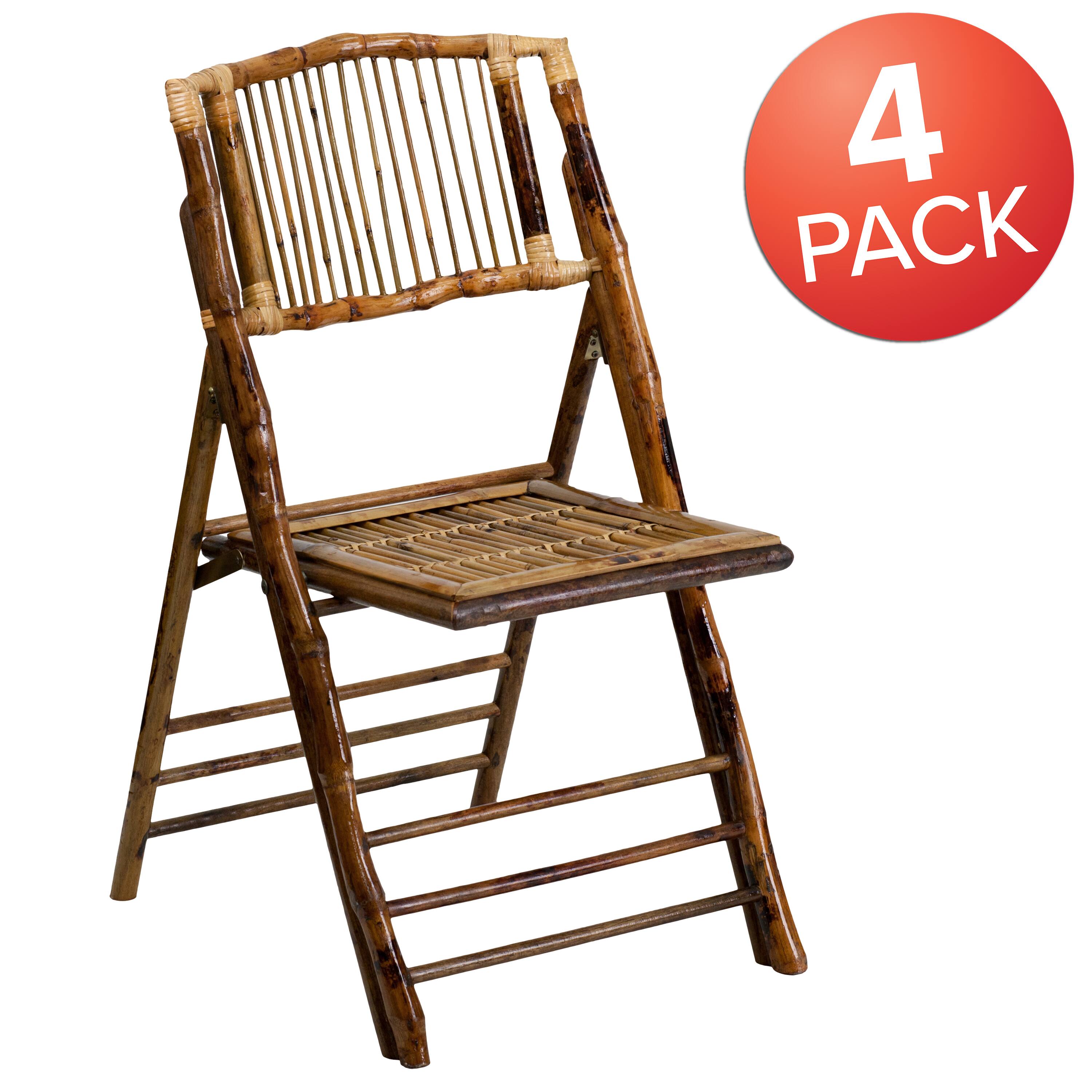 Alt View 1. Emma + Oliver - 4 Pack Bamboo Folding Chair - Bamboo.