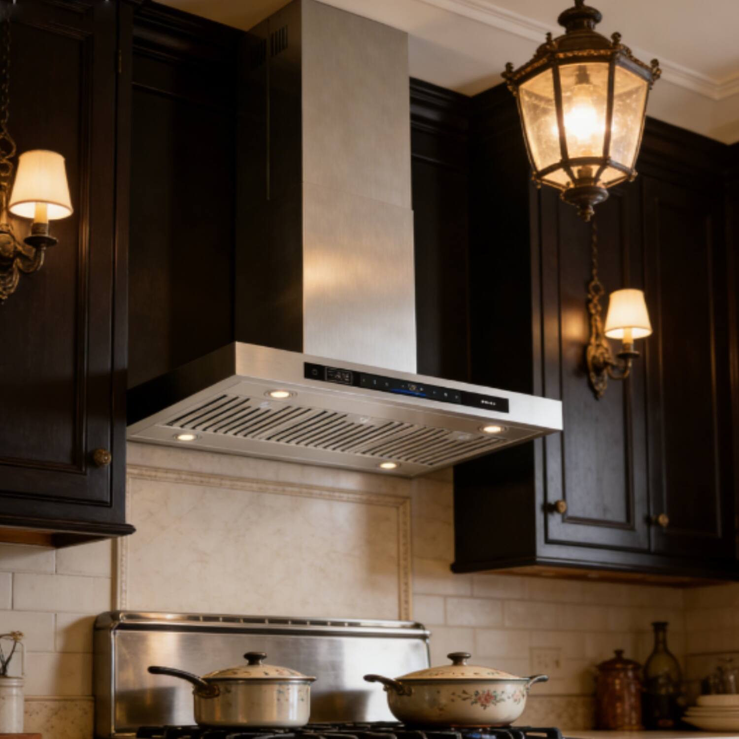 Alt View 2. Brano - BRANO 30-Inch Island Range Hood Stainless Steel, Ducted/Ductless Option - 900 CFM, Smart Controls, Easy Install - SILVER.