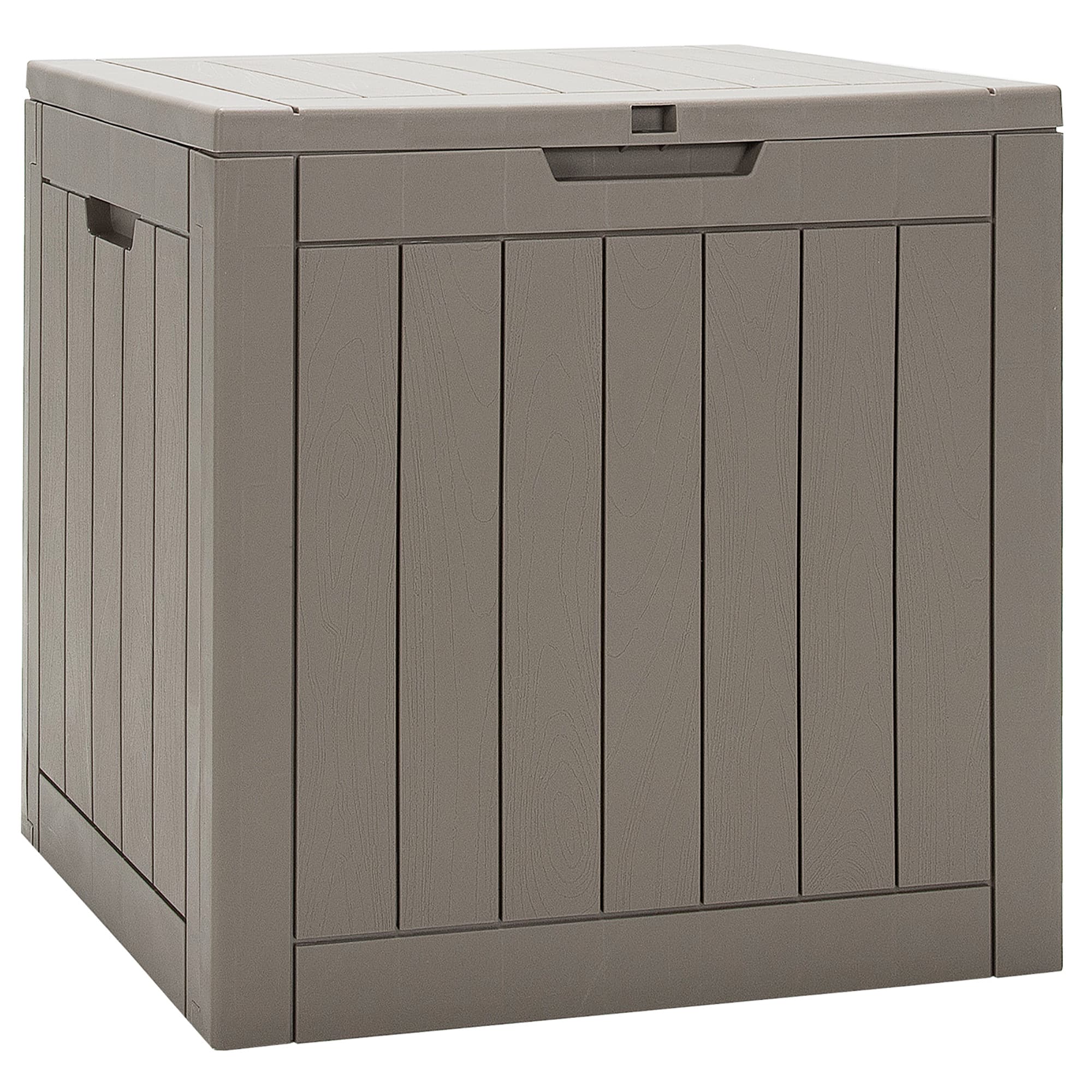 Costway - 30 Gallon Deck Box Storage Container Seating Tools Organization Deliveries - Light Brown