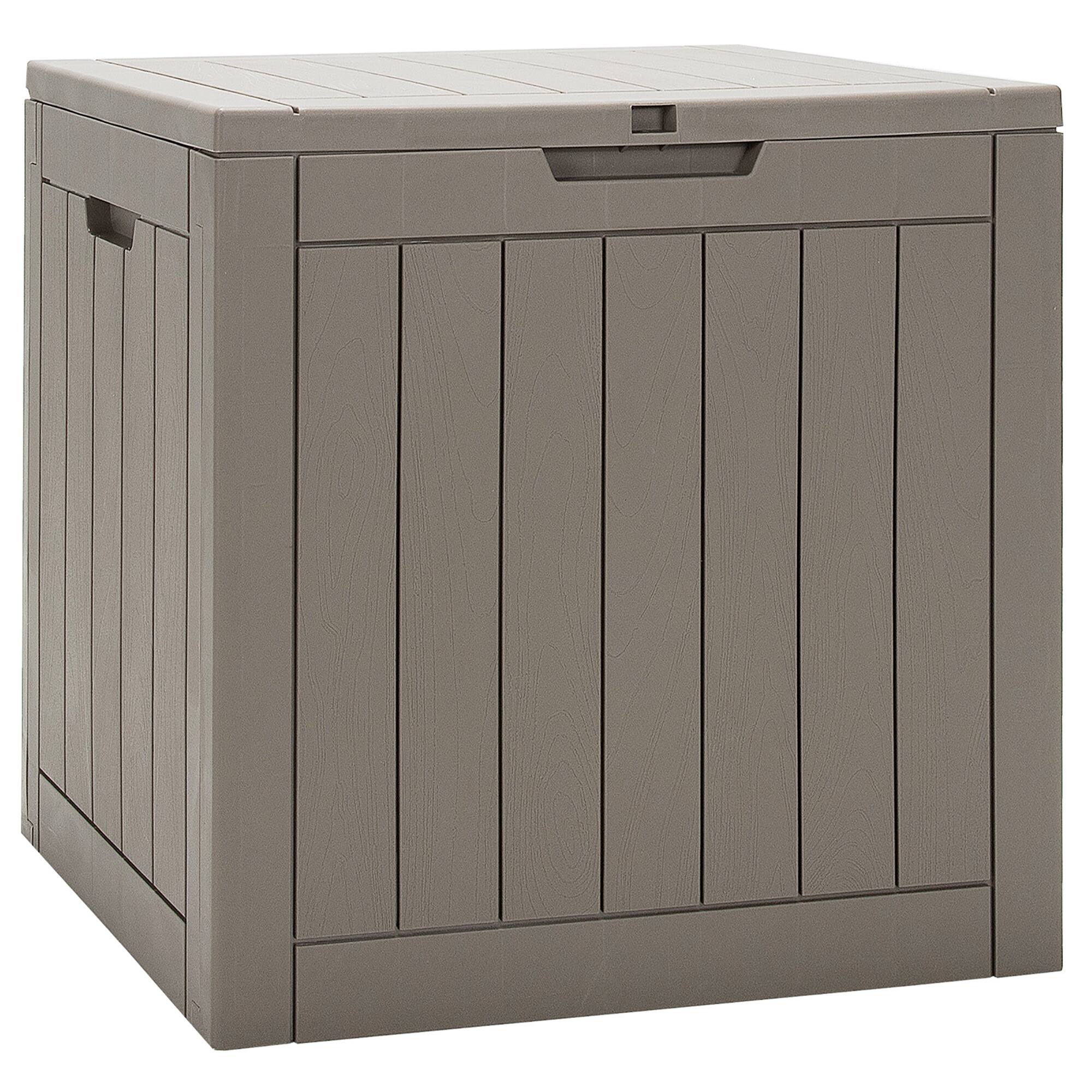 Costway - 30 Gallon Deck Box Storage Container Seating Tools Organization Deliveries - Light Brown