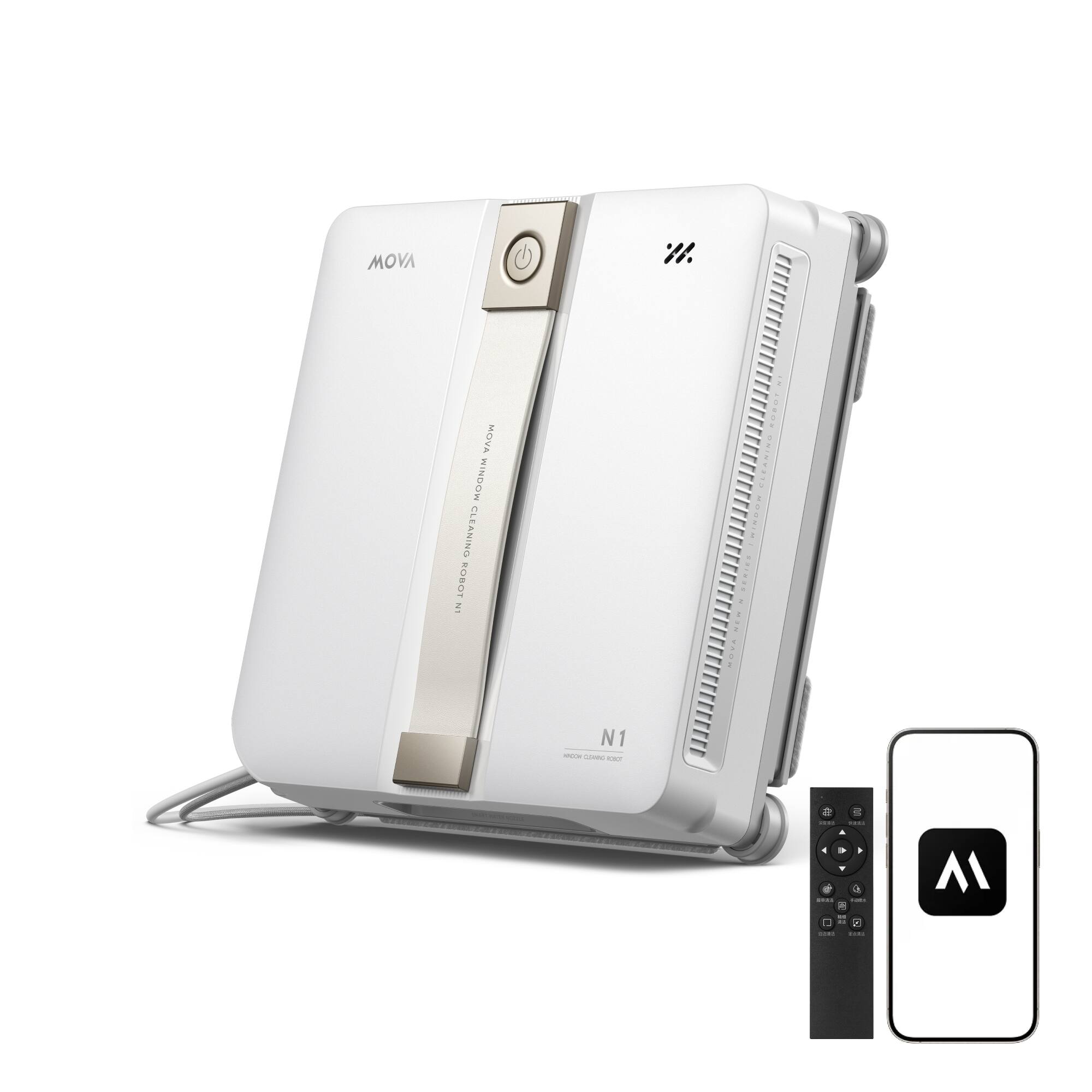 MOVA - N1 Window Cleaning Robot with 8kPa Suction, Smart Mapping and Obstacle Avoidance, Light-Weight Design - White