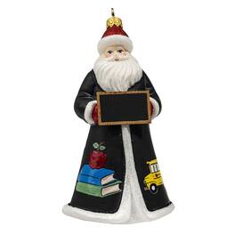 Joy to the World Collectibles - Joy to the World Glitterazzi Teacher Santa with Chalkboard Polish Glass Ornament - Multicolor
