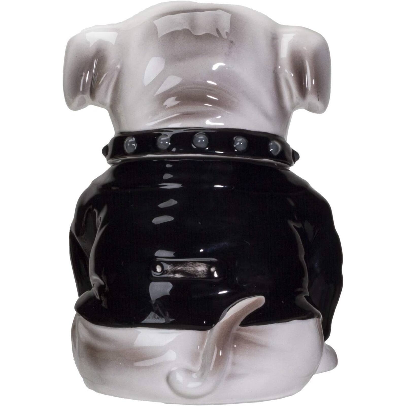 Angle. Pacific Trading - Punk Rocker Bulldog Styling in a Leather Jacket with Collar Ceramic Cookie Jar - Multicolor.