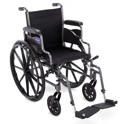 Front. Invacare - Tracer SX3 18" Foldable Manual Wheelchair w/ Swing-Away Footrests & Desk Arms - Black.