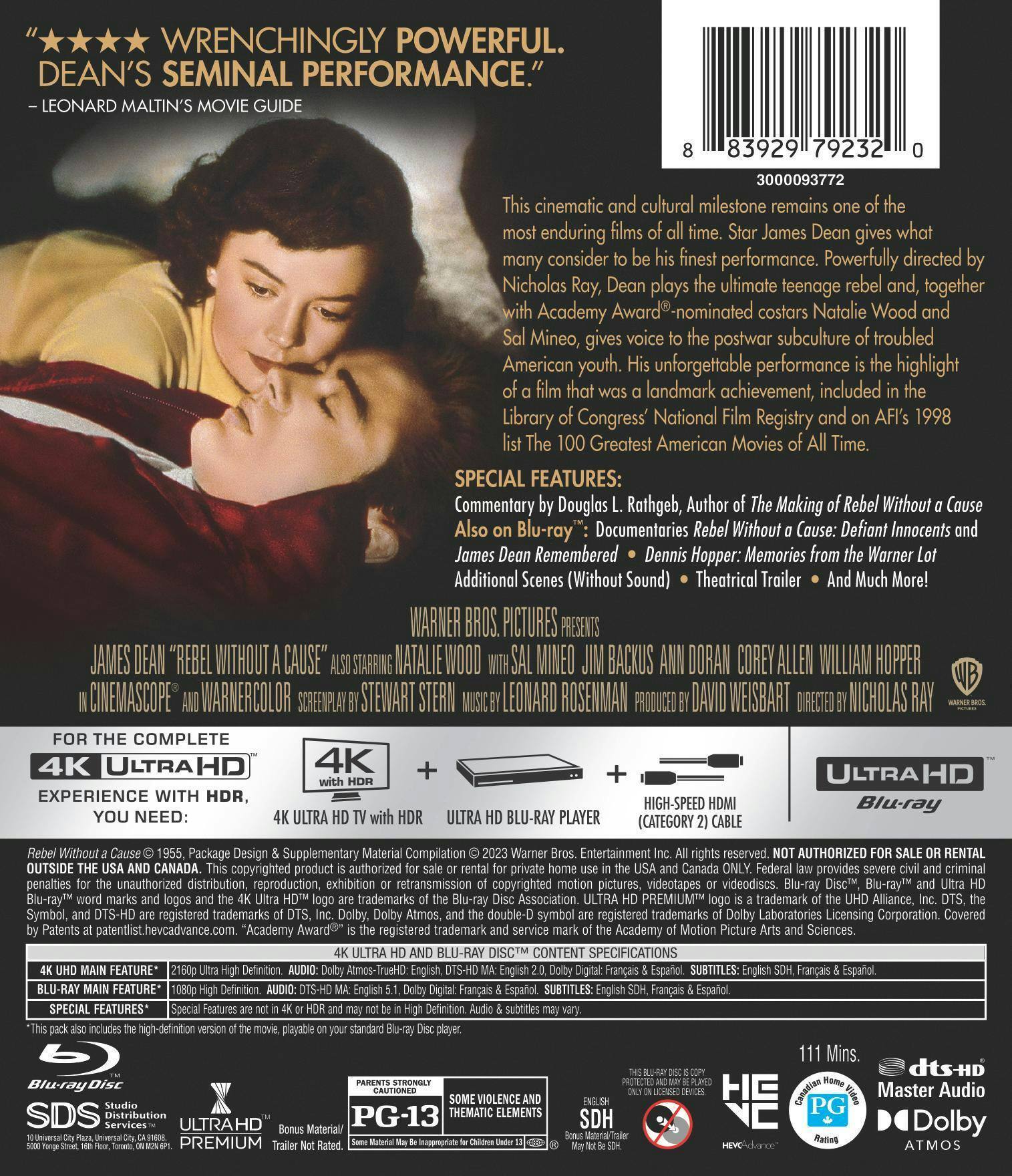 Back. Rebel Without a Cause   - 4K Blu-Ray.