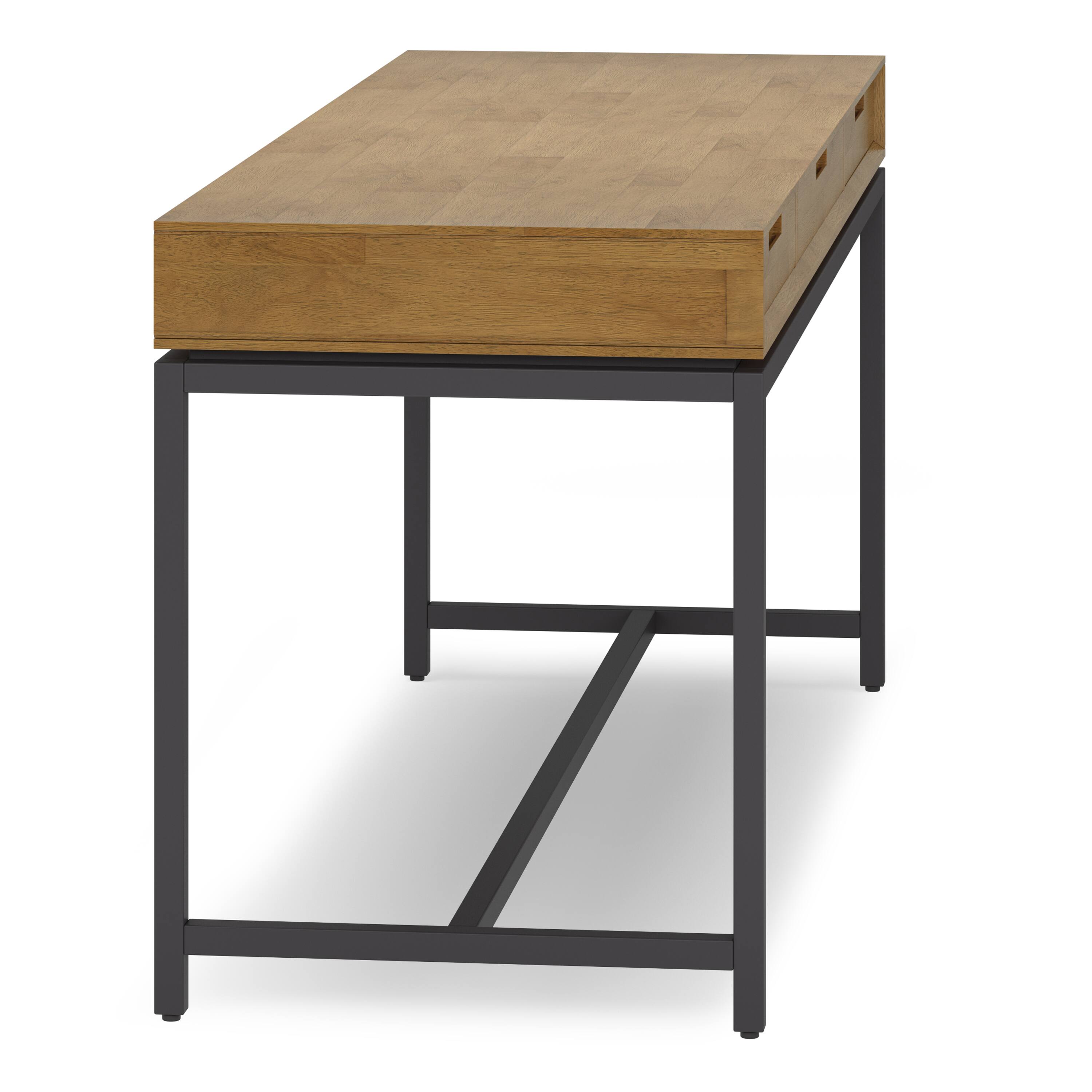 Alt View 2. Simpli Home - Banting SOLID HARDWOOD Industrial 72 inch Wide Desk in Medium Saddle Brown - Medium Saddle Brown.