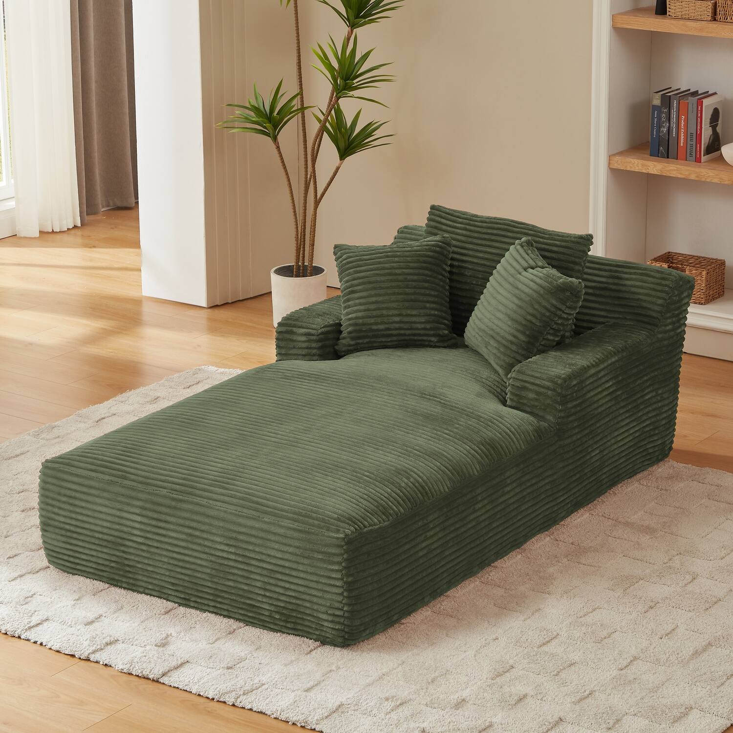 Alt View 1. Chic Crate - Plush Corduroy Cloud Floor Sofa Bed for Living Room - Green.