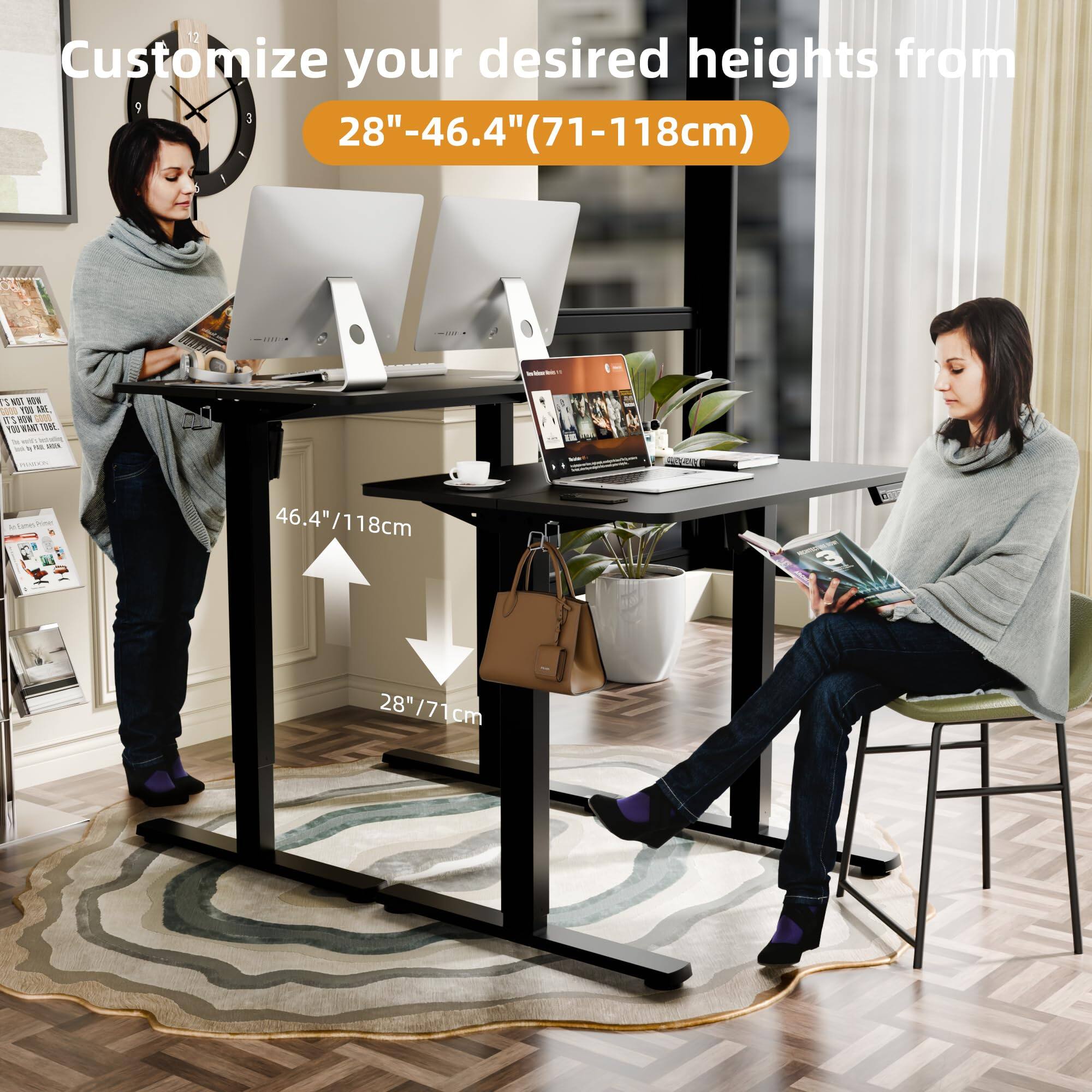 Customize your desired heights from 28"–46.4" (71–118cm)

46.4"/118cm

28"/71cm