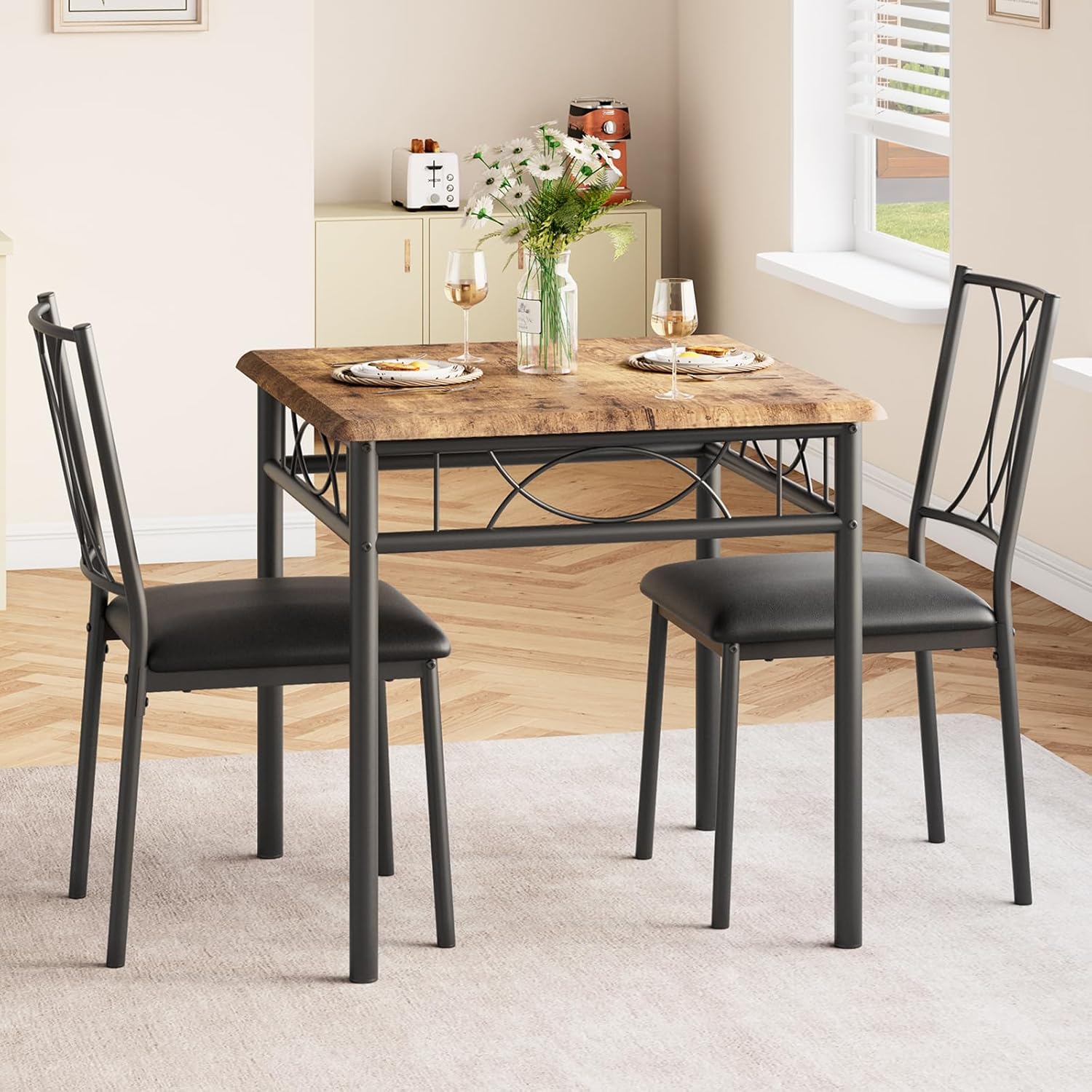 Alt View 1. Acekool - Kitchen Table Small Dining Table Set for 2 Table and Chairs Set of 2 for Dining Room, Home Office, Living Room - Multiple colors.