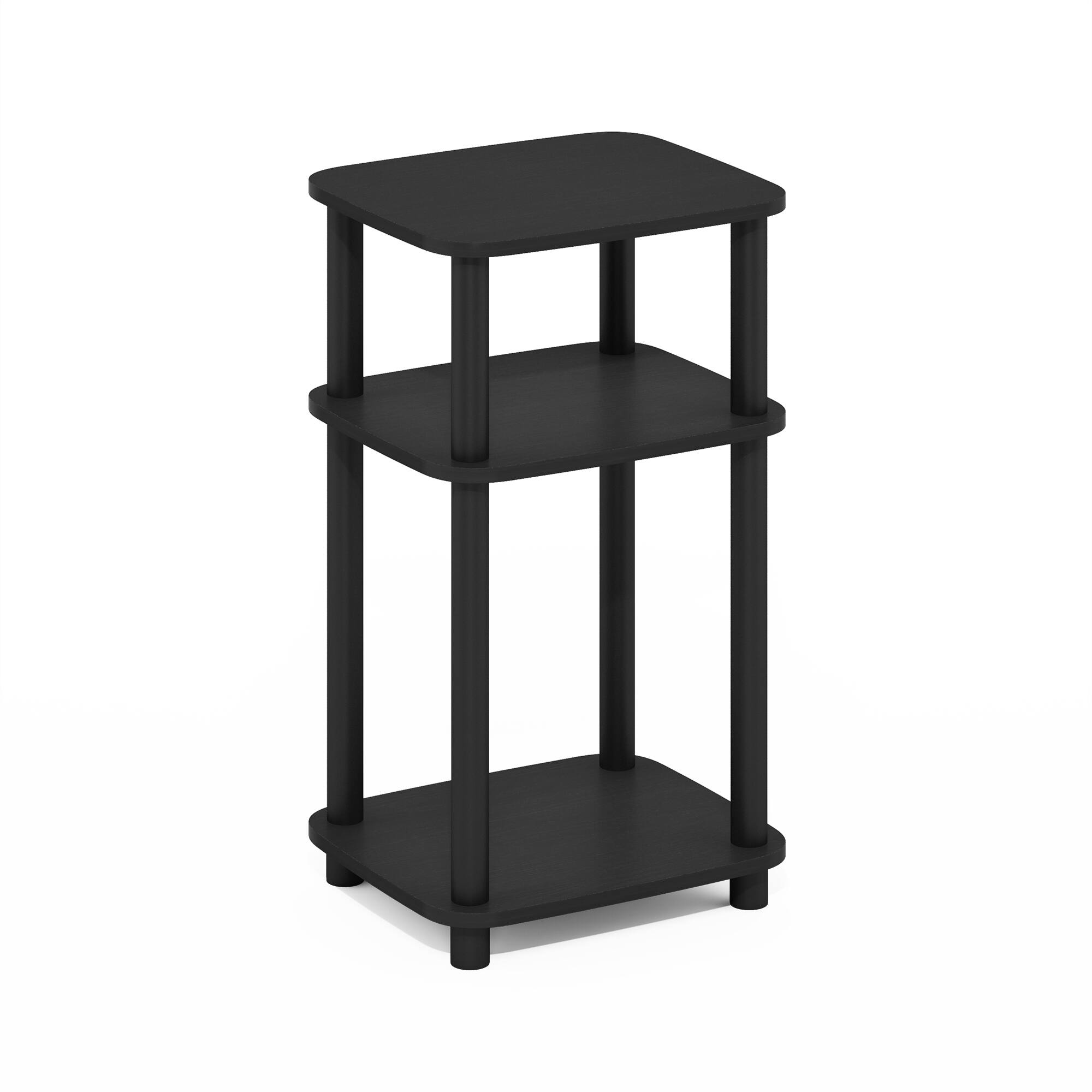 Alt View 5. Furinno - JUST Night Stand, 3-Tier Turn-N-Tube Nightstand with Open Shelf, Round Curve Corner Side Table, End Table, Easy Assembly - Americano/Black.