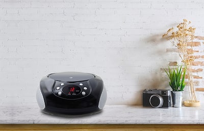 専用 roBa-LP ブラック GPX Portable Boombox with CD Player and AM FM Radio Black
