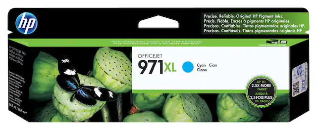 Front. HP - 971XL High-Yield Ink Cartridge - Cyan.