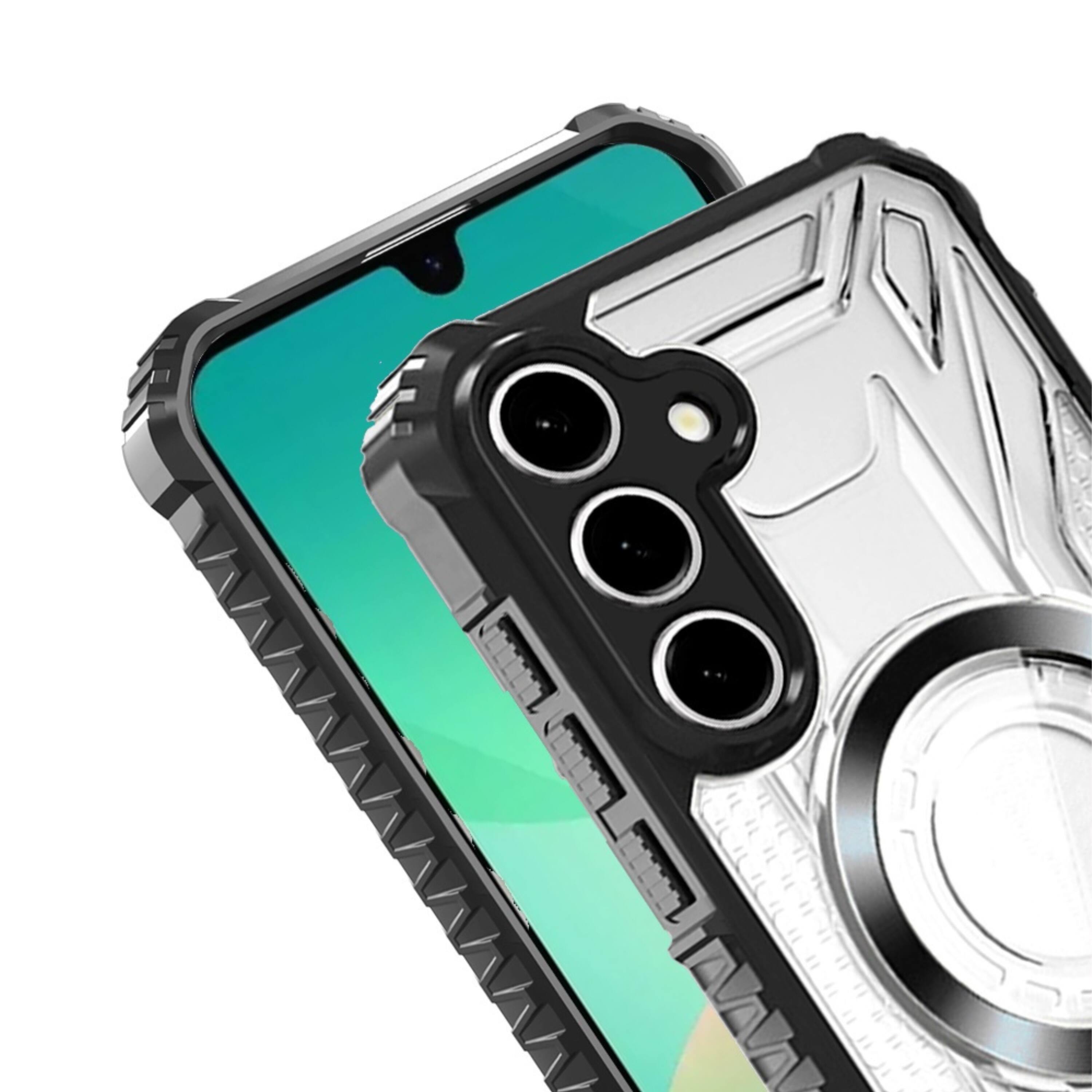 Angle. Kitcheniva - Shock Absorbent Protective Cover With Tempered Glass For Samsung A27 5G Black - Black.