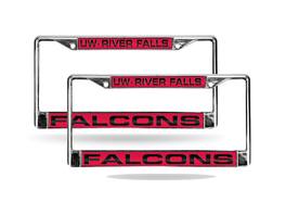 Rico Industries - Wisconsin River Falls Falcons Chrome Metal Laser License Plate Frame - Set of 2 Frames - Multi