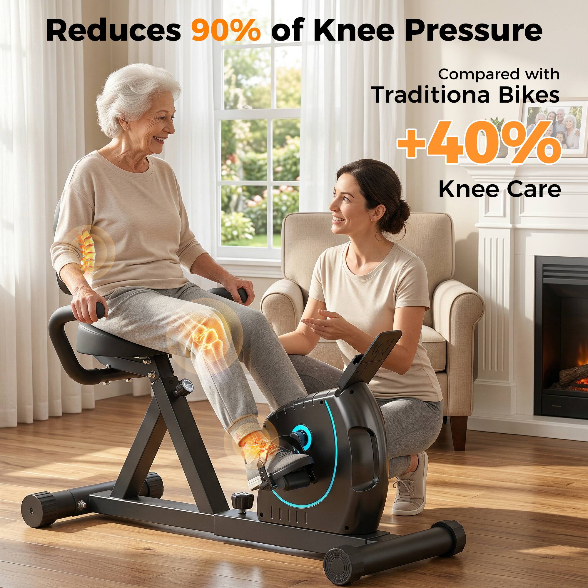 Reduces 90% of Knee Pressure Compared with Traditional Bikes +40% Knee Care