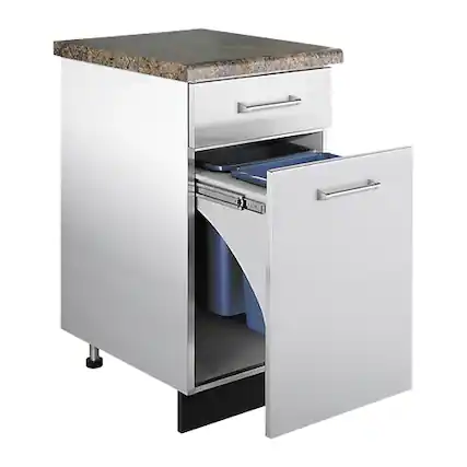 Front. Viking - 30" Outdoor Trash Pullout Base Cabinet - Stainless Steel.