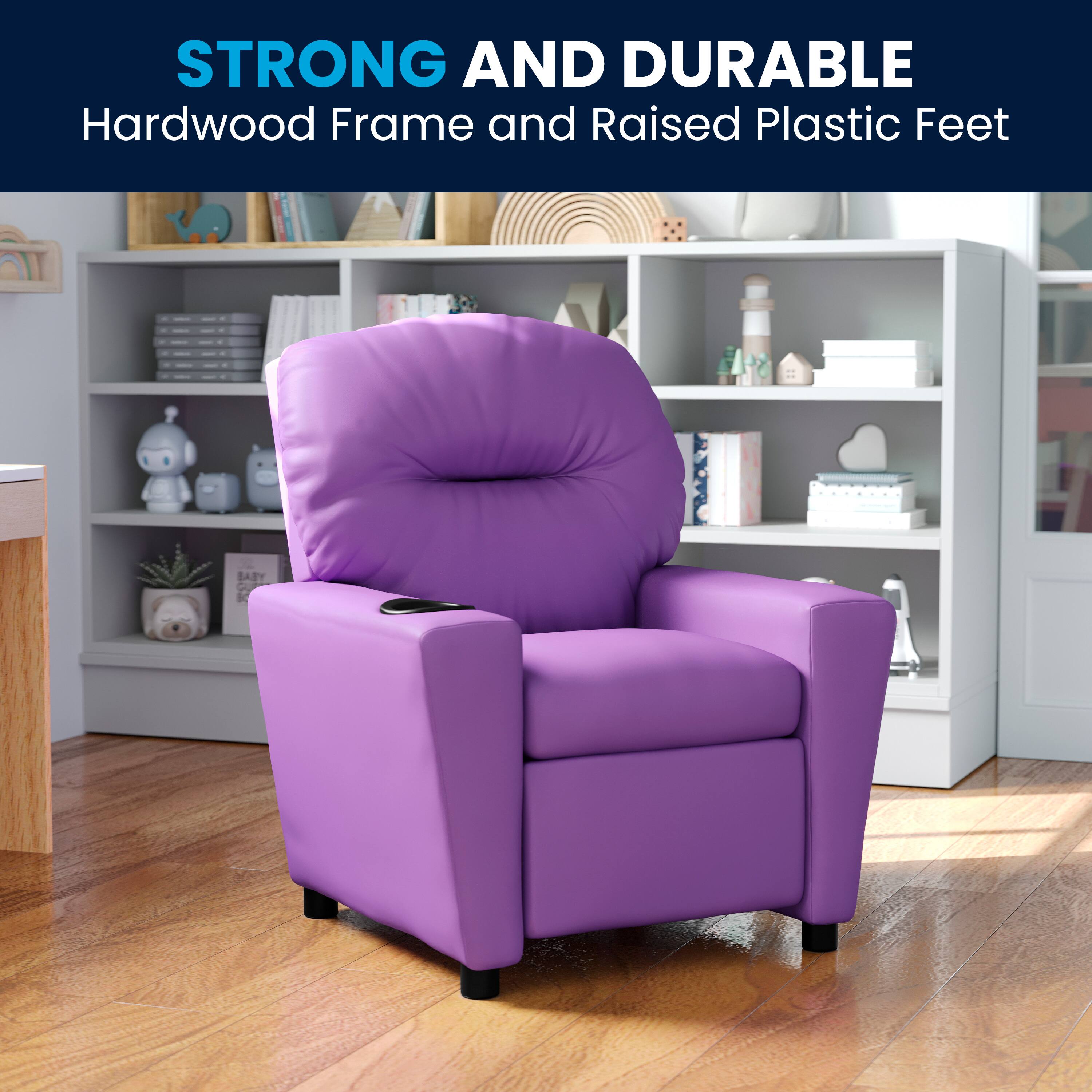 STRONG AND DURABLE  
Hardwood Frame and Raised Plastic Feet