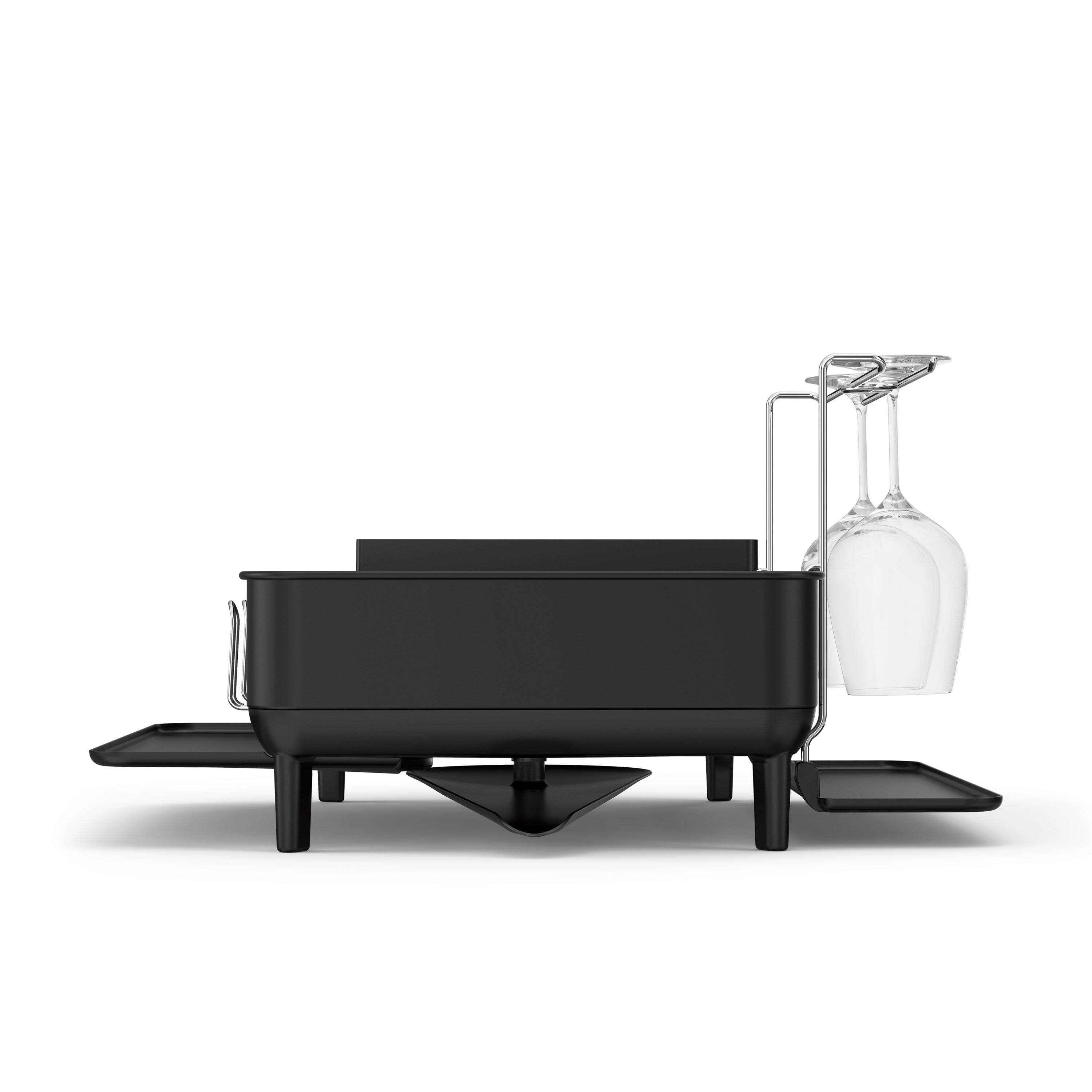 Alt View 2. simplehuman - steel frame dishrack, matte black steel - Matte Black.