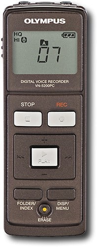 Front Standard. Olympus - Digital Voice Recorder - Black.