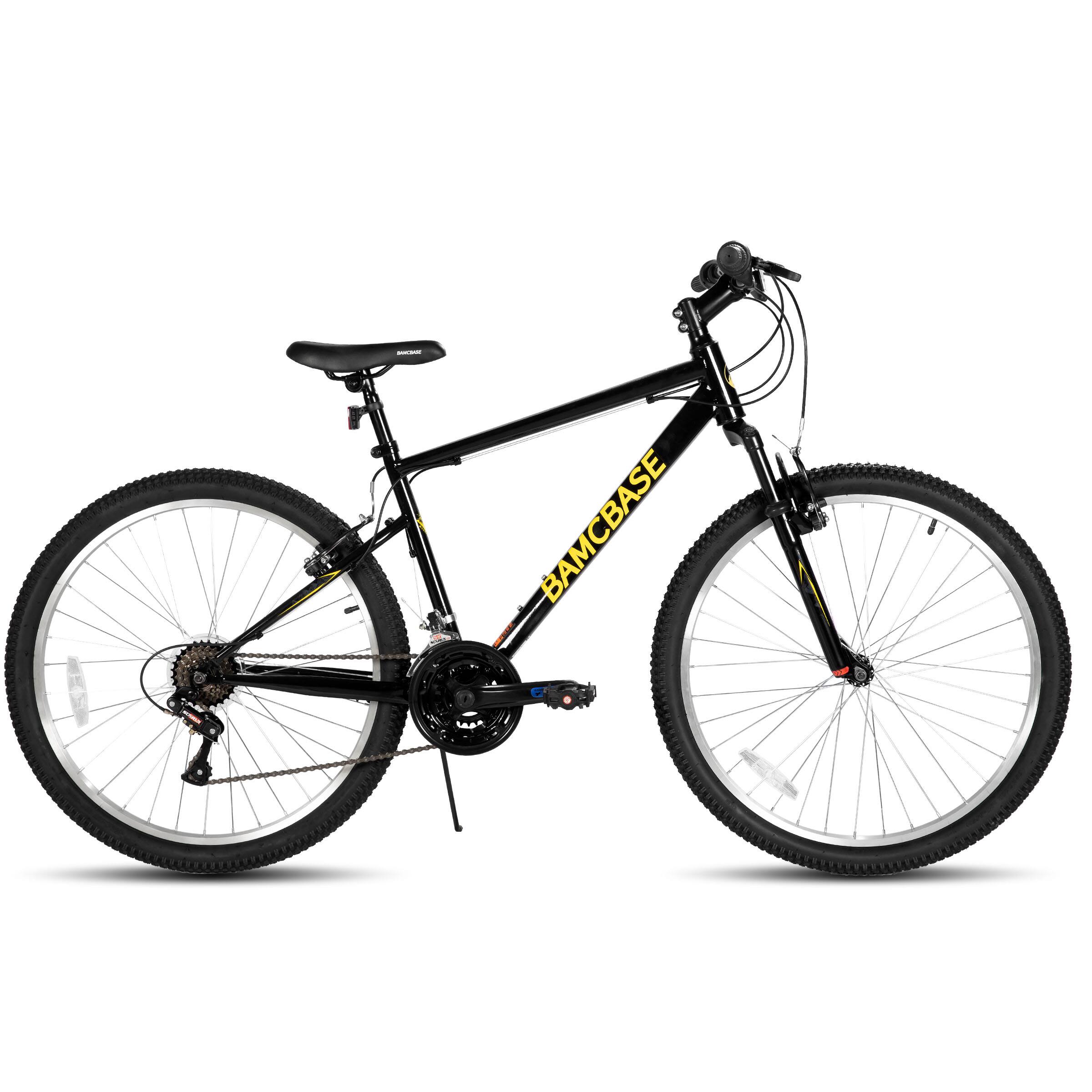 Alt View 5. HILAND - BAMCBASE Agave 27.5 inch Mountain Bike with Hi-Ten Steel Frame, Front Suspension Fork, 18 Speed MTB for Adult Men, Black - Black.