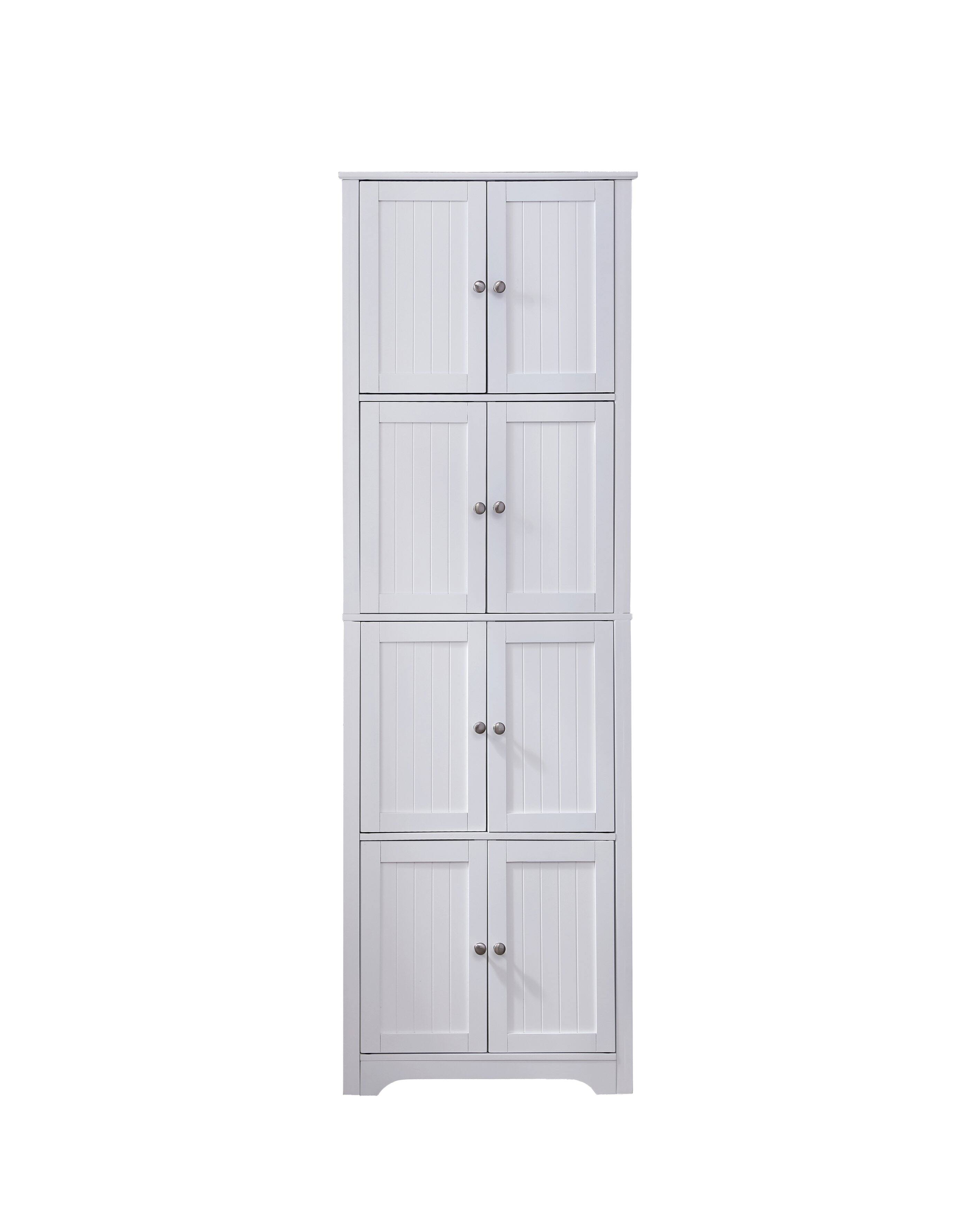 Back. Kings Brand Furniture - Kings Brand Furniture - Lyons 4-Tier 68" Corner Kitchen Pantry Storage Cabinet with 8 Doors - White.