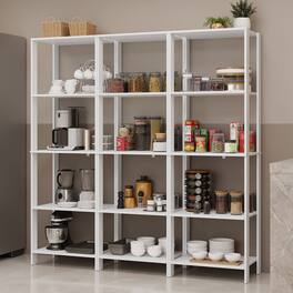 Madesa - Kitchen Pantry Storage Rack with 15 Open Shelves 70"L Multiuse Modular Cabinet for Kitchen Organization - White - White