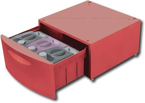 Angle Standard. GE - Profile SmartDispense Washer Laundry Pedestal - Vermillion Red.