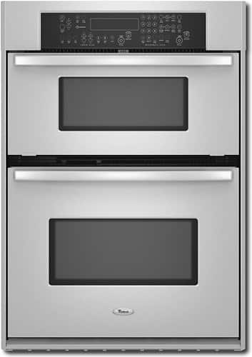 Front Standard. Whirlpool - 30" Single Electric Wall Oven with Built-In Microwave - Stainless-Steel.