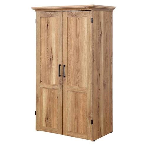 Front. Hivvago - Drop Leaf Computer Desk Craft Table Armoire in Oak Wood Finish - Brown.