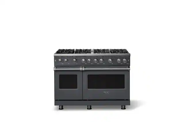 Front. Viking - Pro 5 Series 6.1 Cu. Ft. Freestanding Sealed 8 Burner Gas Convection Range - Cast Black - Cast Black.