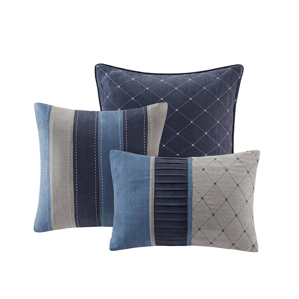 Alt View 3. Gracie Mills - Gracie Mills Conley 7 Piece Suede Pieced Comforter Set - Navy.