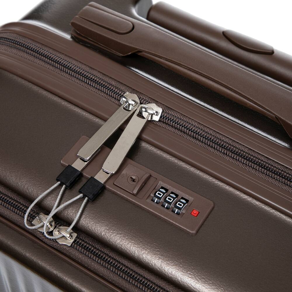 Alt View 4. Ropilly - Ropilly 2 Piece Luggage Set Front Opening Carry On with 14 Inch Cosmetic Case Brown - Brown.