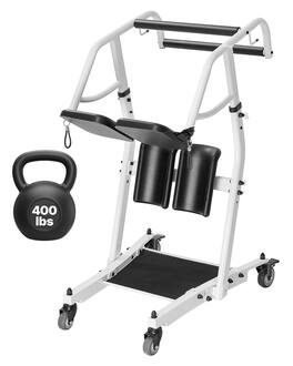 VEVOR - Stand Assist Patient Lift, Easy Sit-to-Stand Transfer Chair for Seniors Disabled - with Adjustable Knee Pads - Black,White