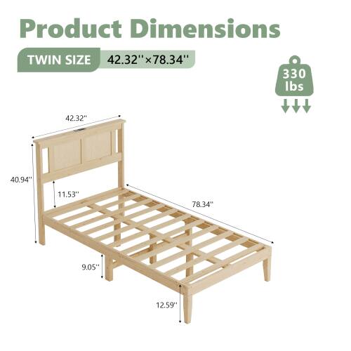 Product Dimensions  
TWIN SIZE  
42.32" x 78.34"  
330 lbs  
42.32"  
40.94"  
11.53"  
78.34"  
9.05"  
12.59"