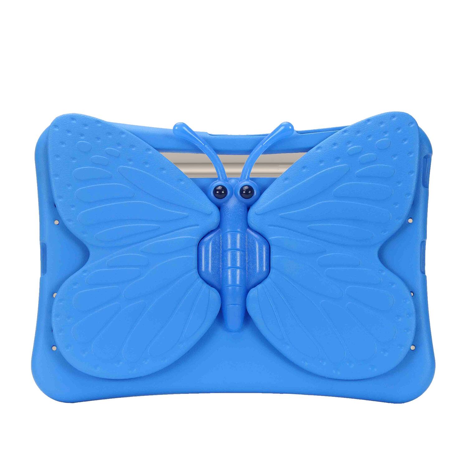 Angle. Dteck - Kids Butterfly Case for Samsung Galaxy Tab S9 FE+ 2023 & Tab S9+ & Tab S8+ & S7 FE,3D Cartoon EVA Shockproof Stand Cover - Blue.