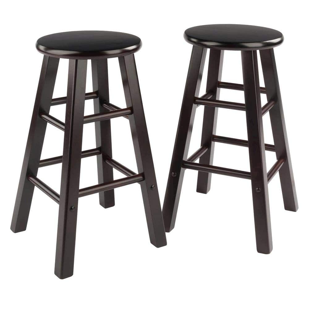 FurniFact - 2-Piece Counter Stool Set - Espresso